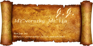 Jávorszky Júlia névjegykártya